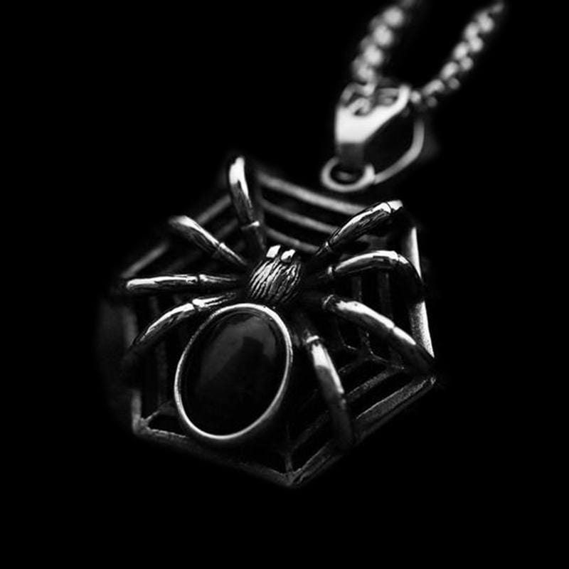 VINTAGE SPIDER WEB STAINLESS STEEL PENDANT