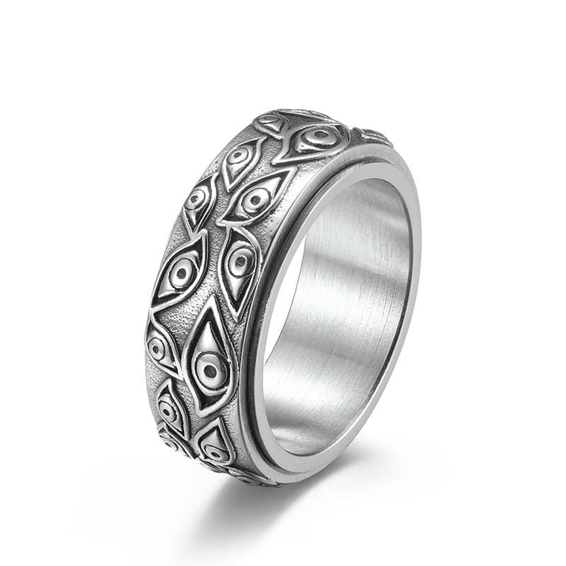 VINTAGE ROTATABLE EYE STAINLESS STEEL RING
