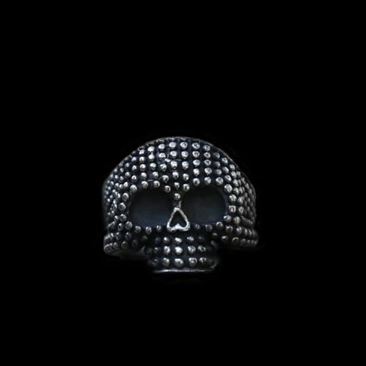 GOTHIC SKULL STUDDED STAINLESS STEEL RING