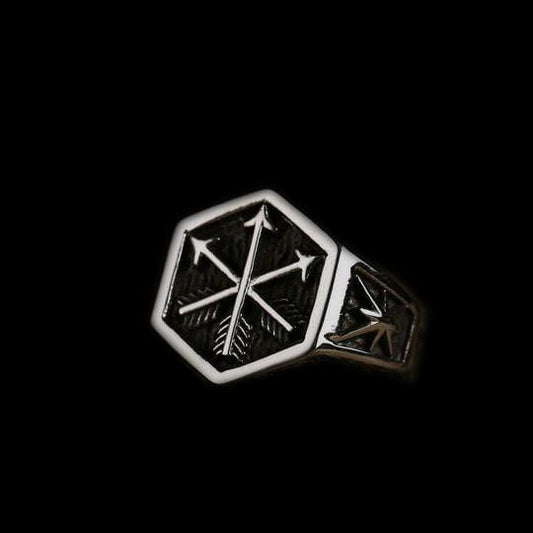 HEXAGON ARROWS STAINLESS STEEL RING
