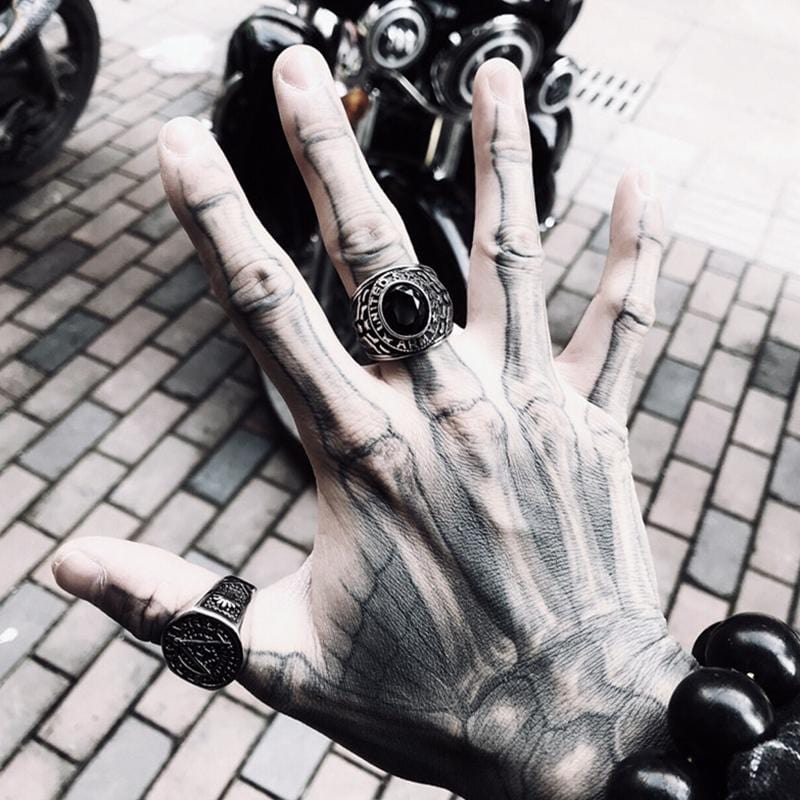 HIP HOP GEMSTONE MEN'S STAINLESS STEEL RING