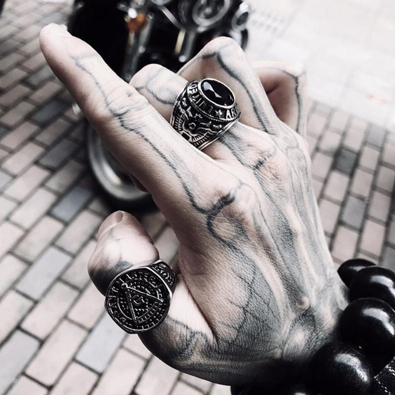 HIP HOP GEMSTONE MEN'S STAINLESS STEEL RING