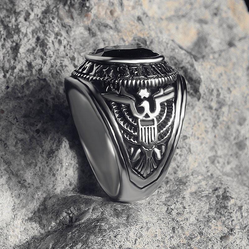 HIP HOP GEMSTONE MEN'S STAINLESS STEEL RING