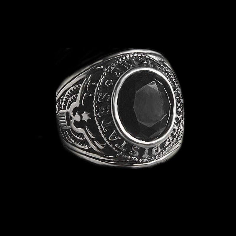 HIP HOP GEMSTONE MEN'S STAINLESS STEEL RING