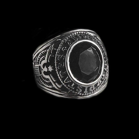 HIP HOP GEMSTONE MEN'S STAINLESS STEEL RING