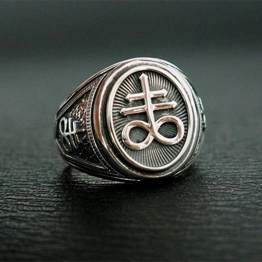 LEVIATHAN CROSS STAINLESS STEEL RING