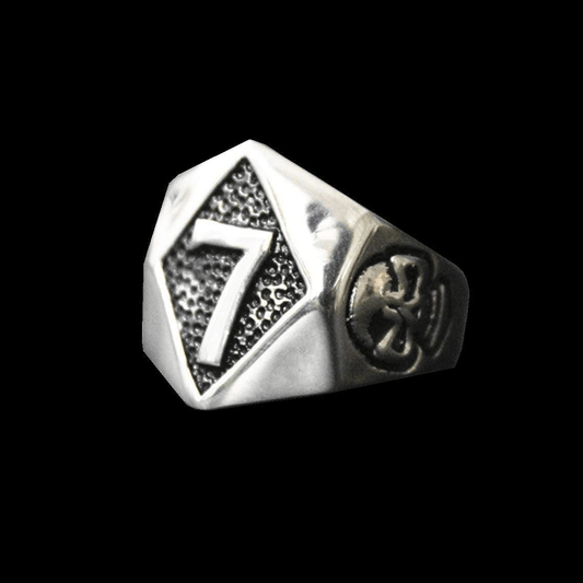 LUCKY 7 STAINLESS STEEL SKULL RING