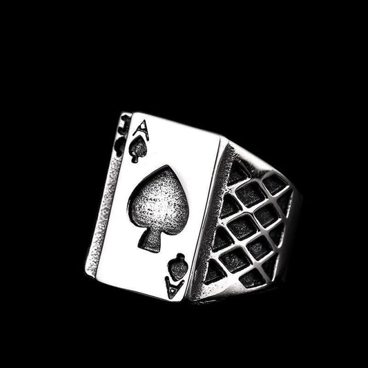 POKER LETTER A STAINLESS STEEL RING