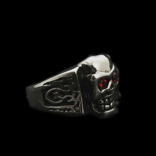 PUNK RED EYES SKULL STAINLESS STEEL RING