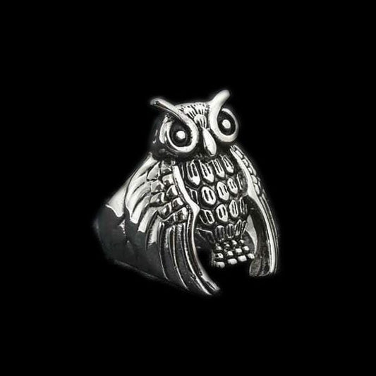 RETRO OWL STAINLESS STEEL RING