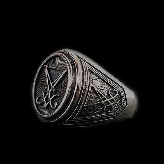 SIGIL OF LUCIFER STAINLESS STEEL RING