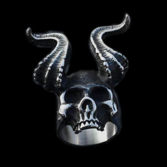 SKULL HORN STAINLESS STEEL RING