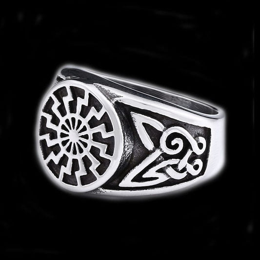 VIKING CARVED STAINLESS STEEL RING
