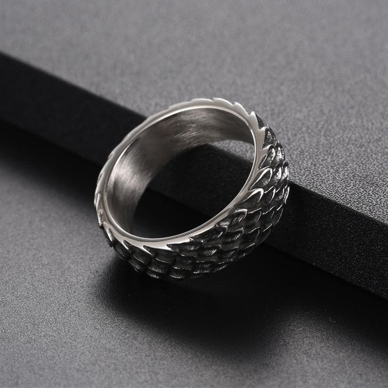 VINTAGE DRAGON SCALE STAINLESS STEEL RING