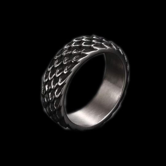 VINTAGE DRAGON SCALE STAINLESS STEEL RING