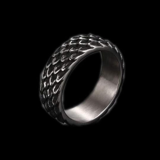 VINTAGE DRAGON SCALE STAINLESS STEEL RING