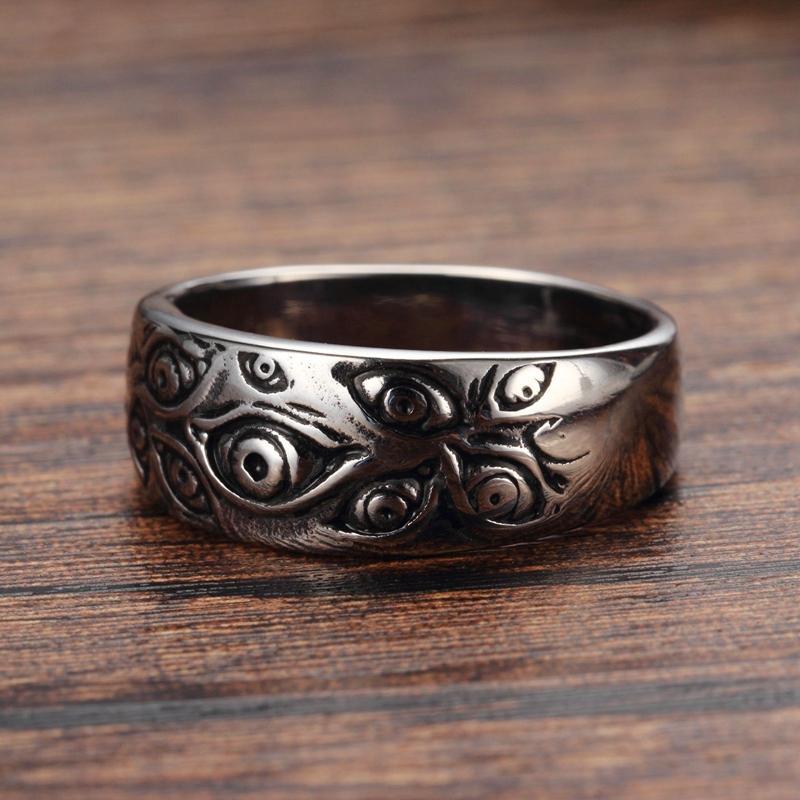 VINTAGE ROTATABLE EYE STAINLESS STEEL RING