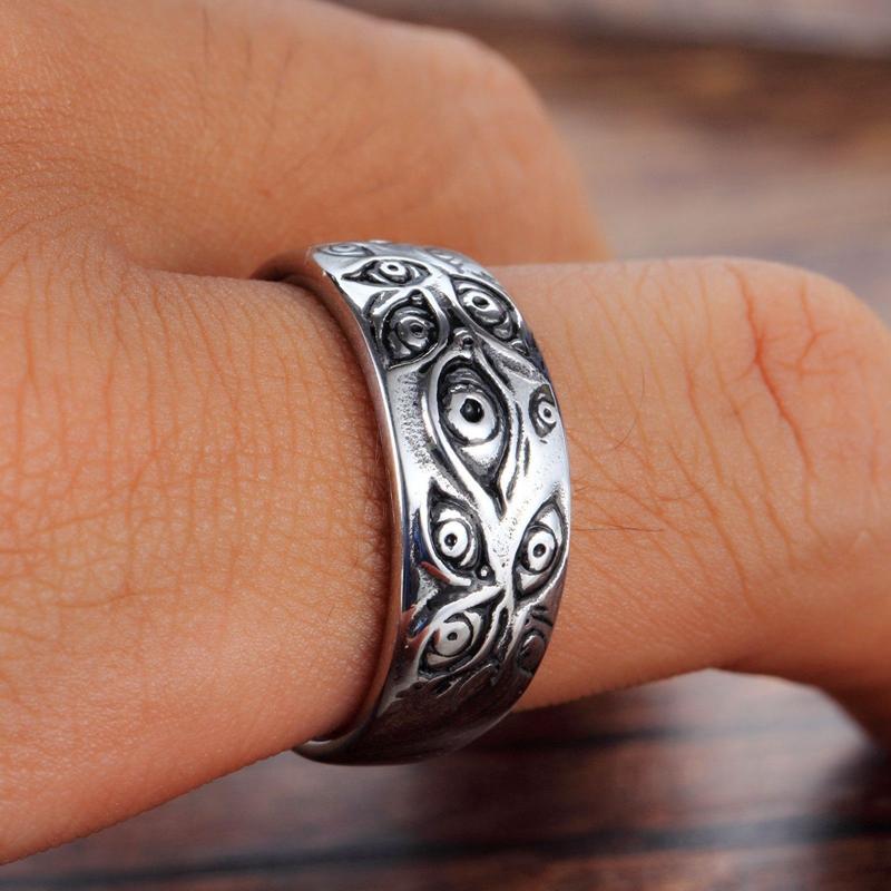 VINTAGE ROTATABLE EYE STAINLESS STEEL RING