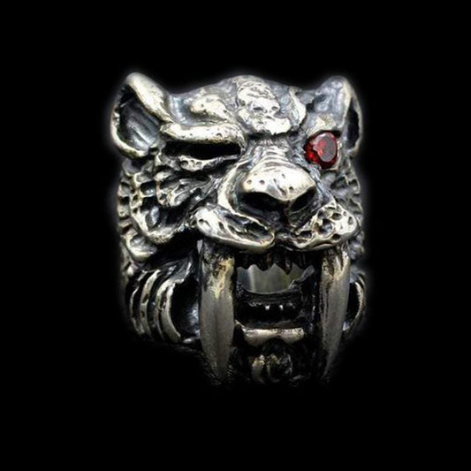 VINTAGE SABER TOOTH TIGER MASTODON RING