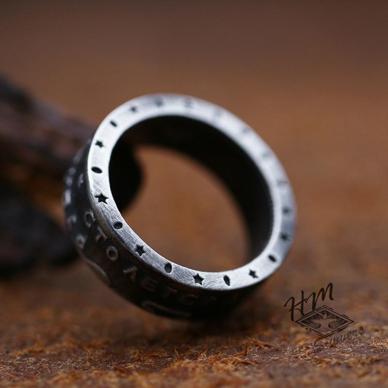 VINTAGE SIMPLE WORDS STAINLESS STEEL RING