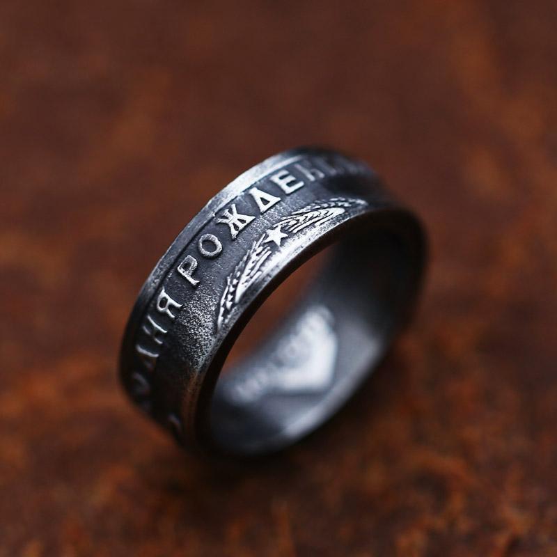 VINTAGE SIMPLE WORDS STAINLESS STEEL RING