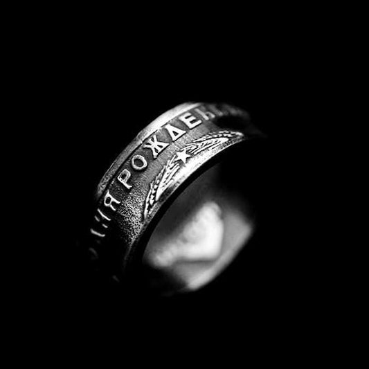 VINTAGE SIMPLE WORDS STAINLESS STEEL RING