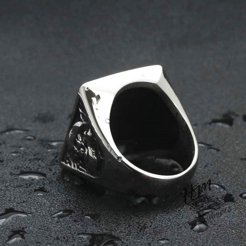 VINTAGE SKULL FACE SQUARE STAINLESS STEEL RING