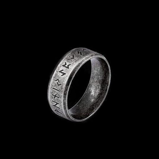VINTAGE VIKING RUNES STAINLESS STEEL RING