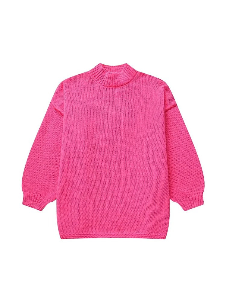 Stella - Casual knitted sweater with a half-length collar