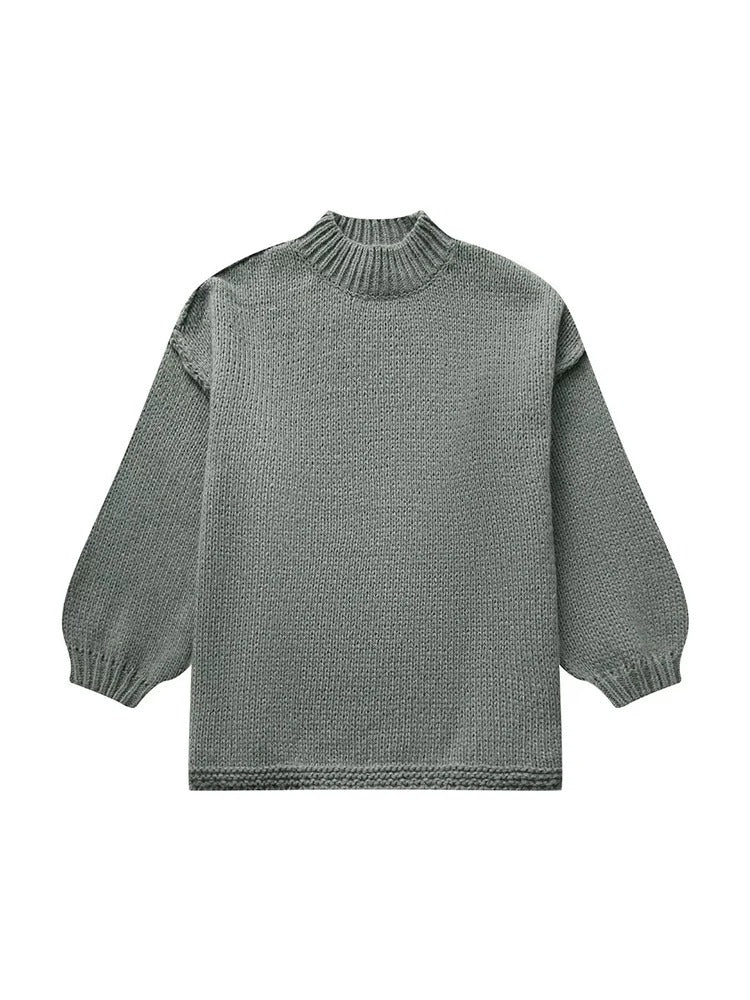 Stella - Casual knitted sweater with a half-length collar