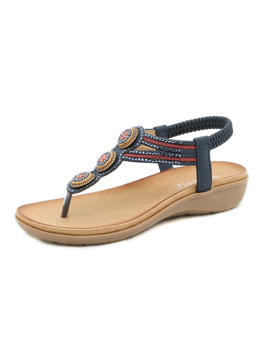 Sandalias adornadas con diamantes de imitación - SIKETU