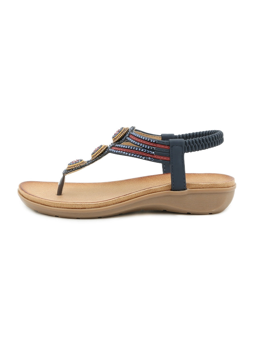 Sandalias adornadas con diamantes de imitación - SIKETU