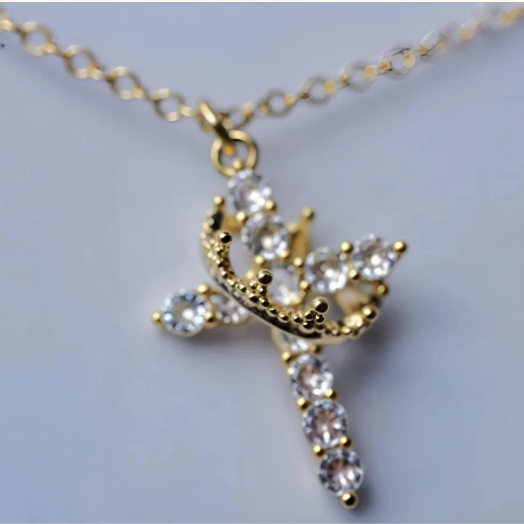 Beatrix Crown and Cross Necklace
