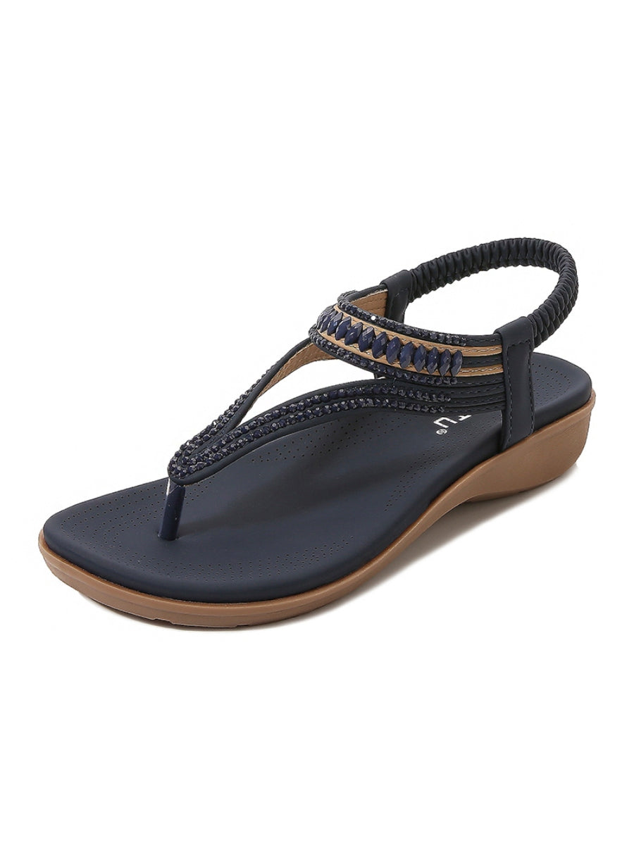 Beaded Slingback Slides Flat Sandals - SIKETU