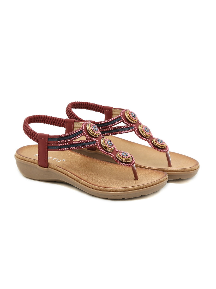 Sandalias adornadas con diamantes de imitación - SIKETU