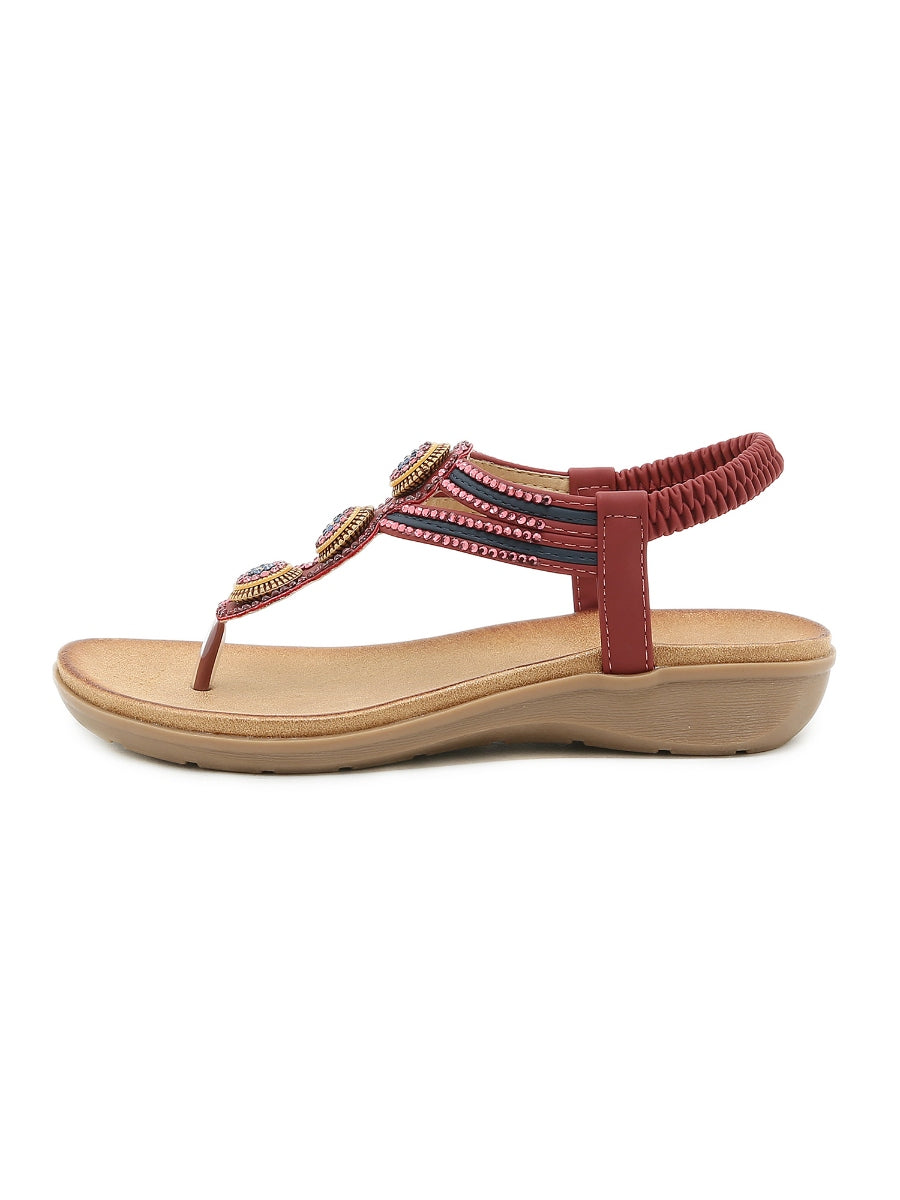 Sandalias adornadas con diamantes de imitación - SIKETU