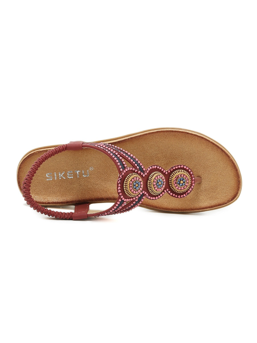 Sandalias adornadas con diamantes de imitación - SIKETU