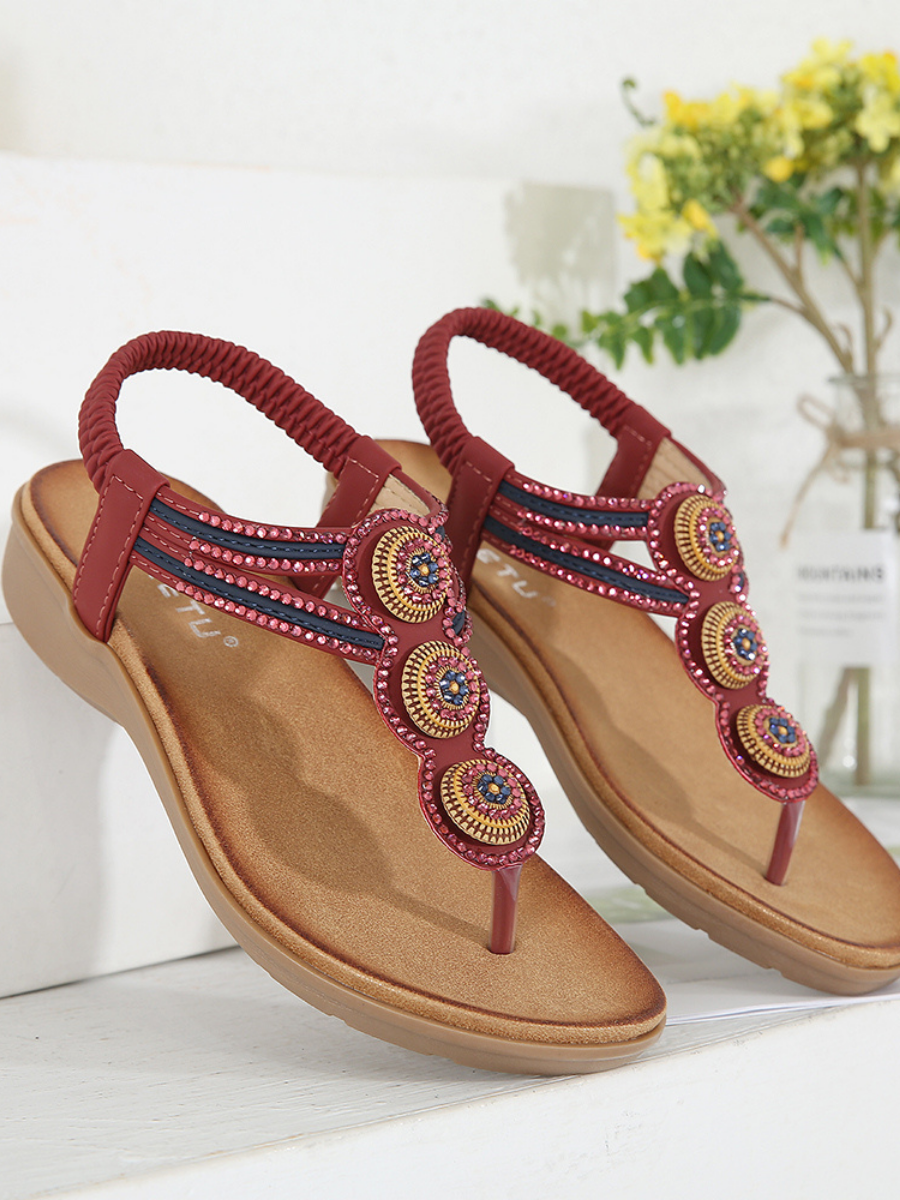 Sandalias adornadas con diamantes de imitación - SIKETU