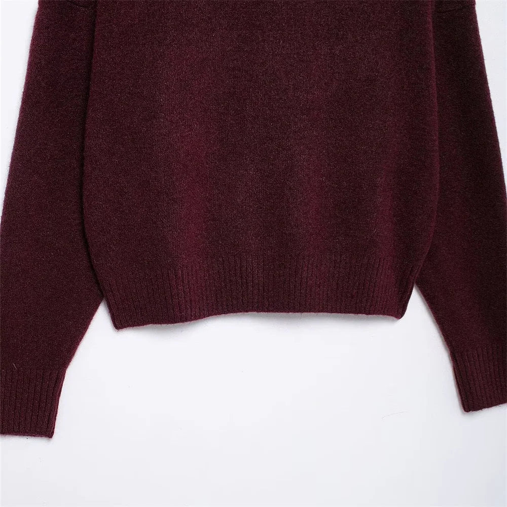 Vivian | Burgundy sweater with a high collar