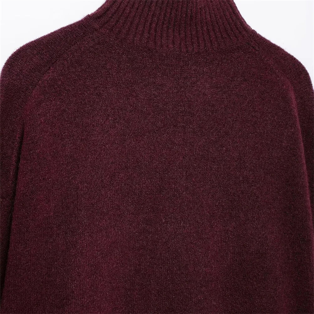 Vivian | Burgundy sweater with a high collar