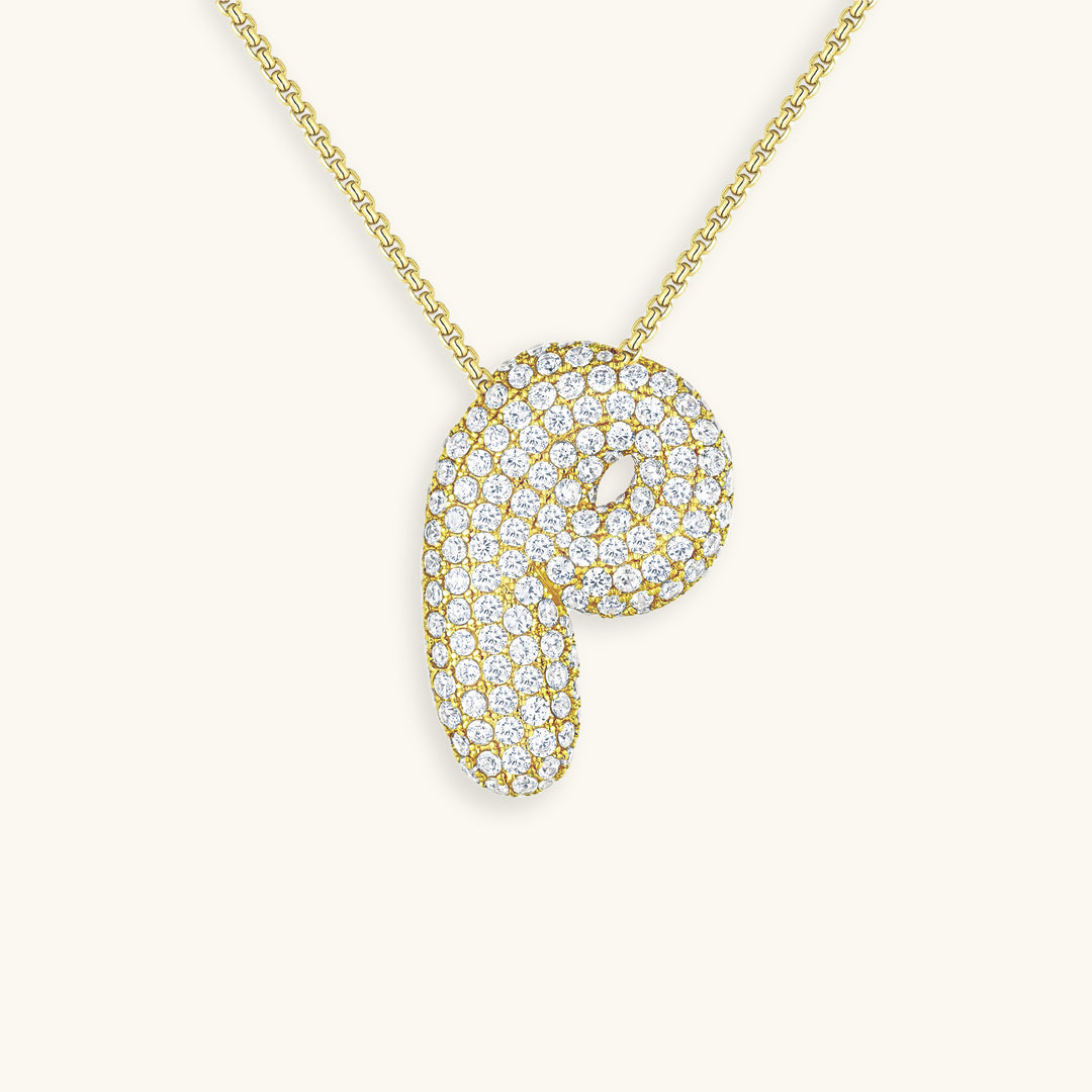 Diamond Initial Bubble Necklace