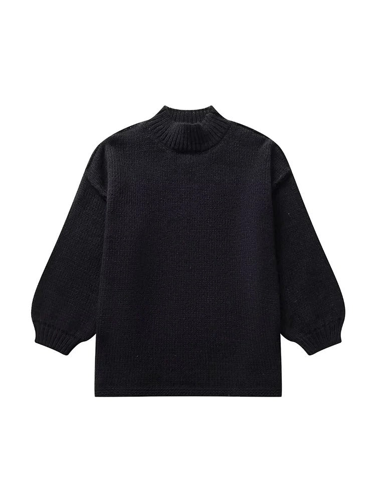 Stella - Casual knitted sweater with a half-length collar