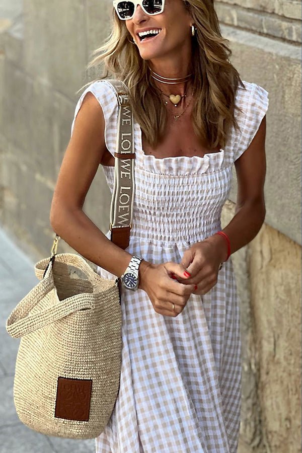 Elara | Long Check Dress