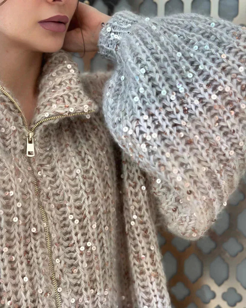 Cassidy | Glittering Silk Cardigan Sweater