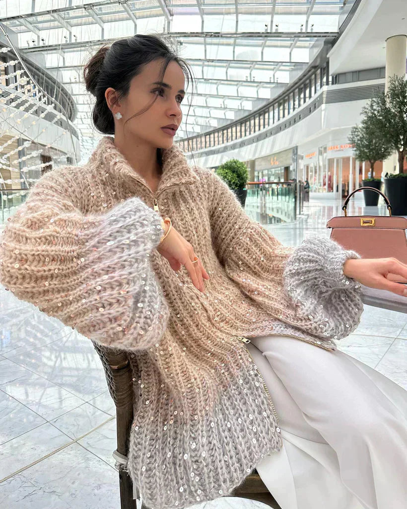 Cassidy | Glittering Silk Cardigan Sweater