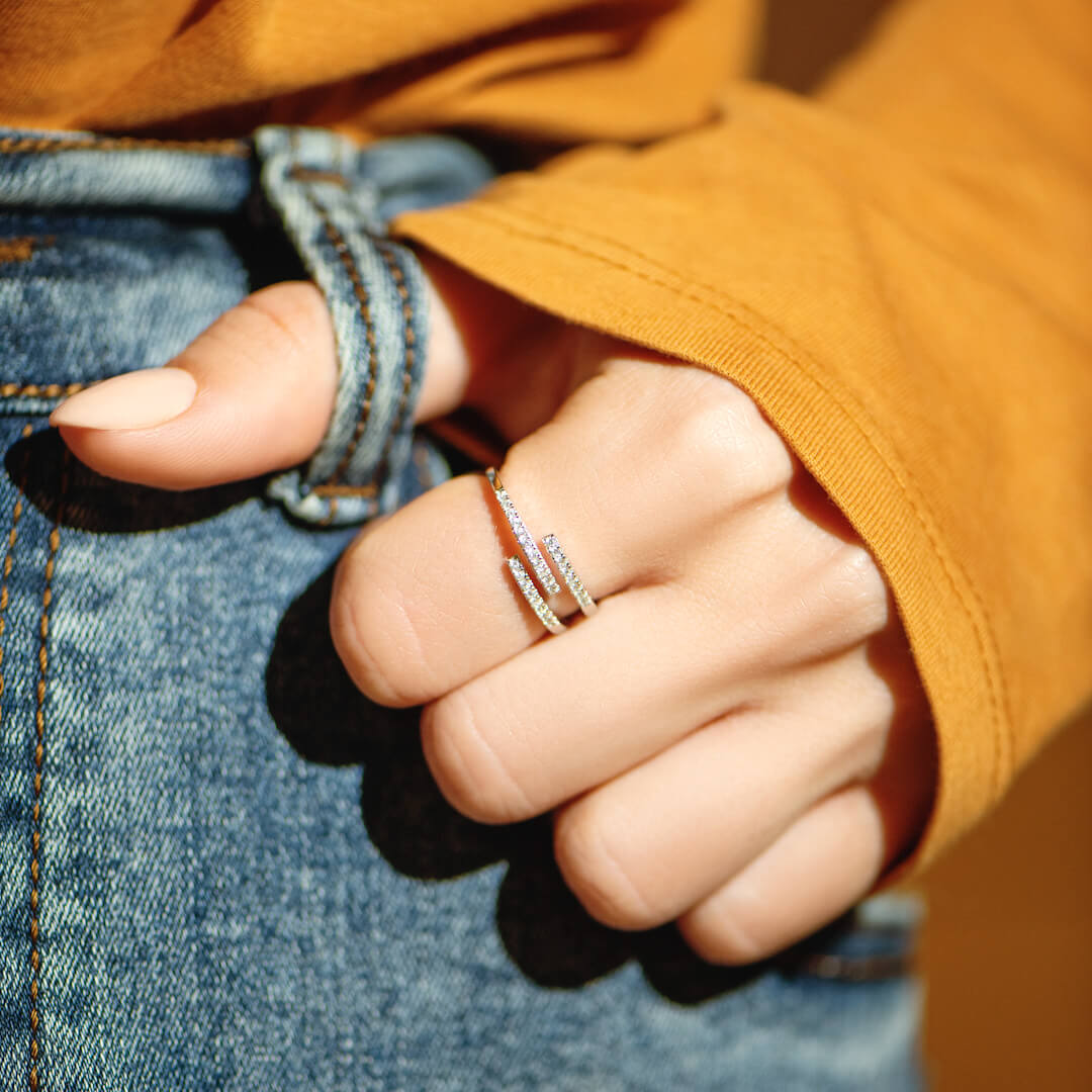 Our Paths Have Met For A Reason Triple Parallel PAVÉ Ring