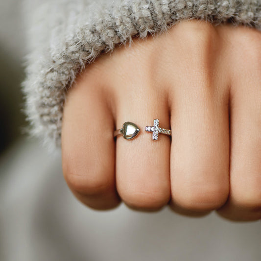 'Pray Through It' Heart and Cross Ring