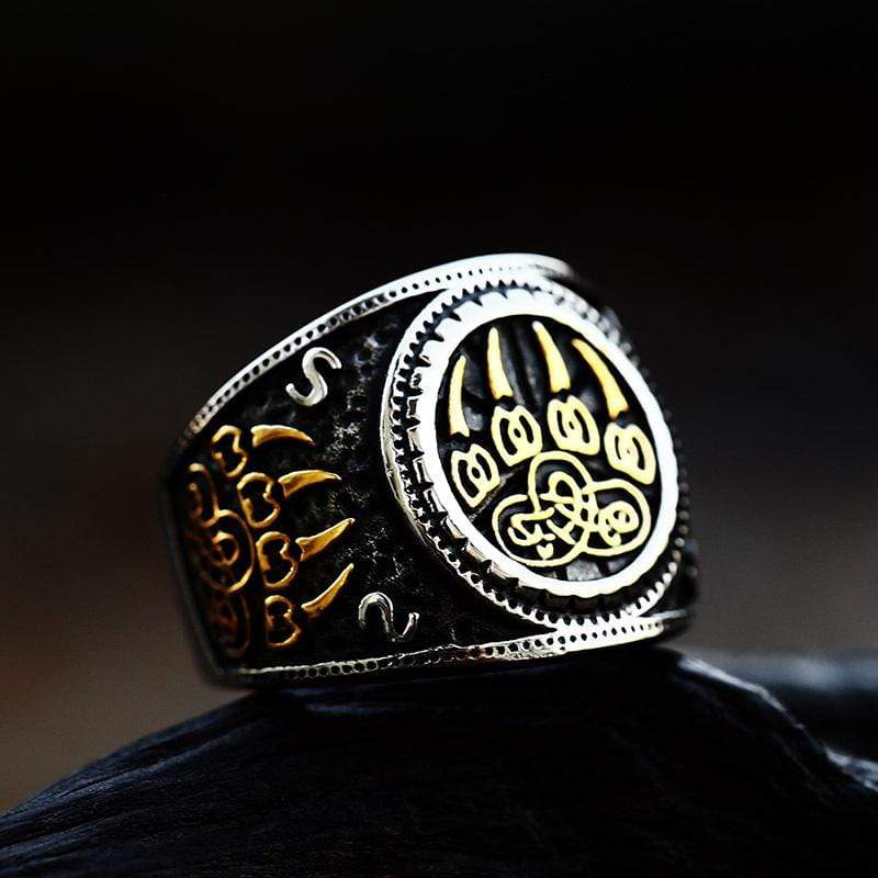 VINTAGE VIKING TOTEM STAINLESS STEEL RING