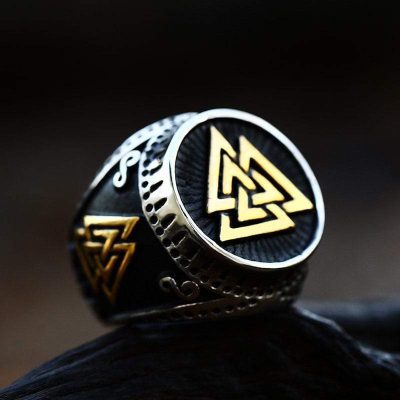 VINTAGE VIKING TOTEM STAINLESS STEEL RING