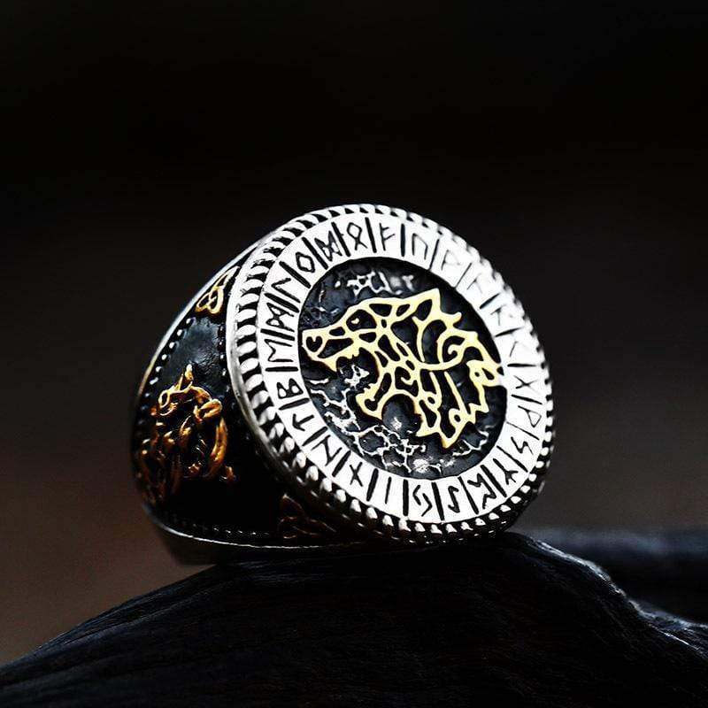 VINTAGE VIKING TOTEM STAINLESS STEEL RING